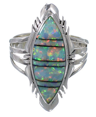 Southwest Opal Inlay Silver Ring Jewelry Size 7-3/4 GS58717